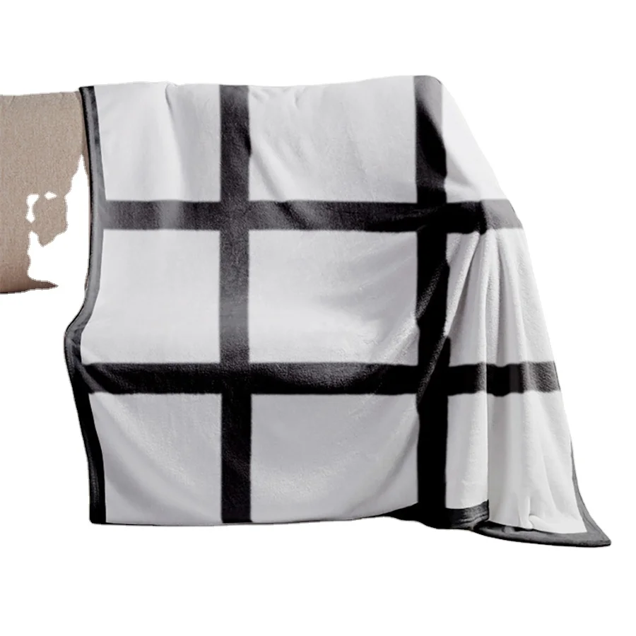 wholesale 125*200 polyester plaid sublimation  blanket  9/15/18/20 panel personalised sublimation blanket for flannel blanket