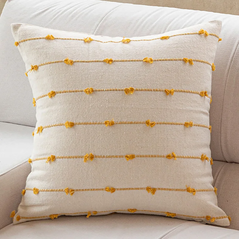 Farmhouse Pillow Covers 18x18, Modern Throw Striped Grey And Gold Pillow Cushion Covers