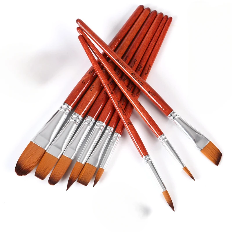 25 Nylon Hair Brush Set Portable Pen Curtain Canvas Bag Art Raw Paint Brush Board Brush