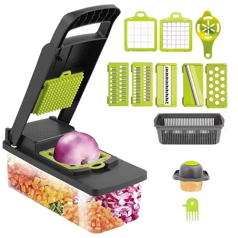 Kitchen Accessories 14 in 1 Food Cutter Veggie Onion Chopper Mandoline Slicer Multifunctional Vegetable Cutter Kitchen Tool