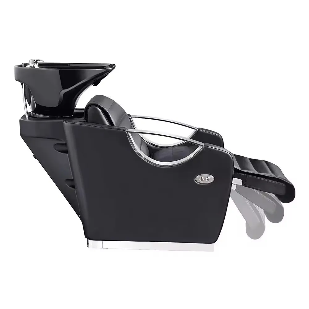 Shampoo bowls sink and chairs with massage for hair salon shallow sink and basin mental luxury for sale