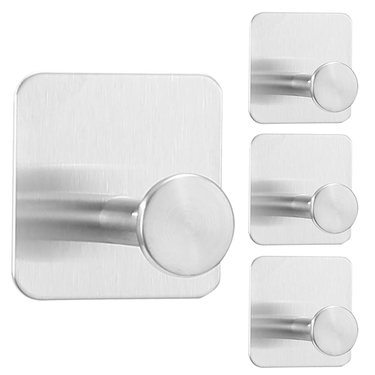 Wall Mounted Stainless Steel No-Punch Robe Hooks Strong Adhesive for Kitchen or Bathroom Storage Use