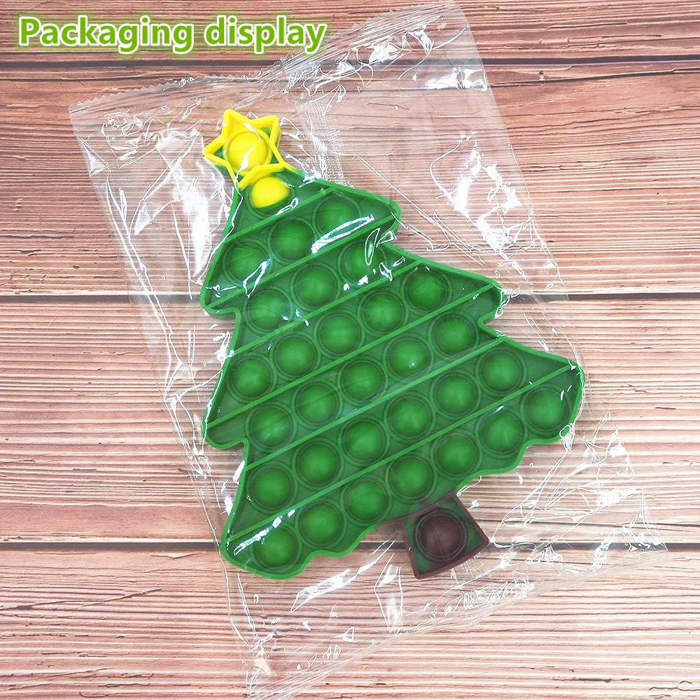 Pop Christmas Tree Shape Fidget Toys Push Bubble Anti Stress Toy Children Sensory Training Christmas Gifts
