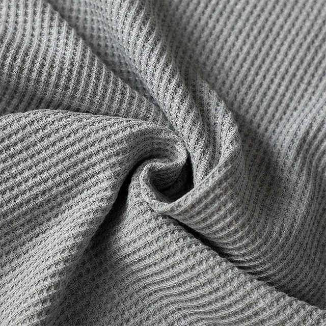 100% organic cotton blank knit waffle long sleeve t shirt