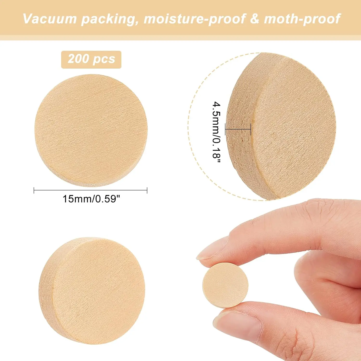 0.6 Inch Natural Beech Wood Chips Unfinished Round Wood Chips DIY Crafts Christmas Decoration