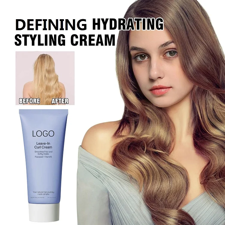 Private Label Organic Anti Frizz Smoothing Hair Styling Curling Cream Leave-In Bouncy Curls Defining Cream