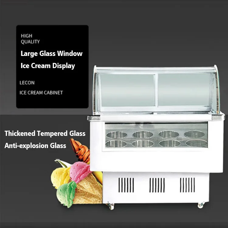 Lecon Brand Direct Cooling Ice Cream Fridge Display Freezer Glass Door Ice Cream Display Freezer