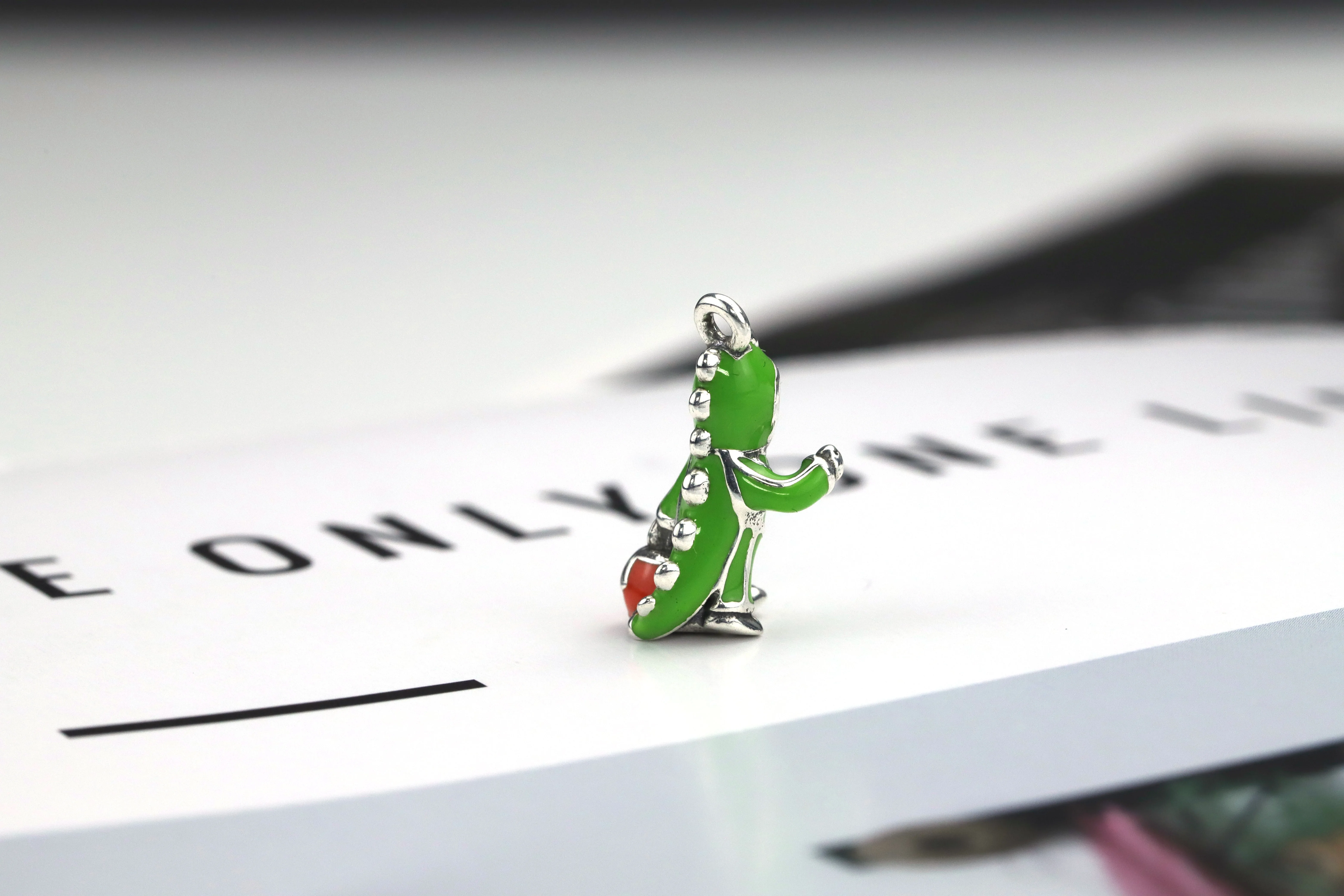 Enamel Halloween Dinosaur Costume Charm Halloween gifts for children and girlfriends 925 sterling silver Pendant