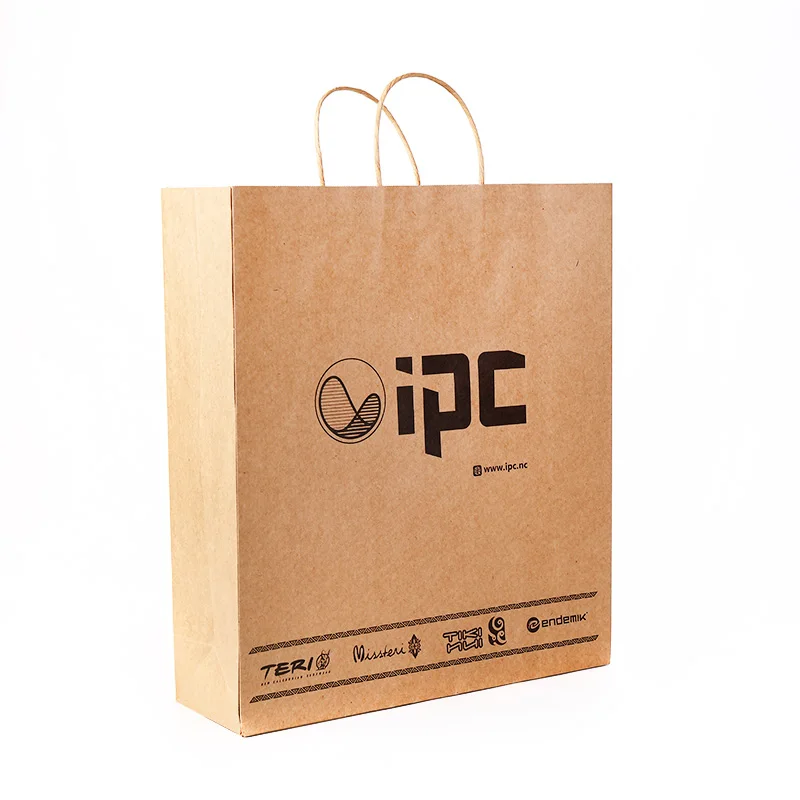 custom Recyclable Kraft Paper Bag With Your Own Logo, Custom Shopping Paper Bag For Food With Handle