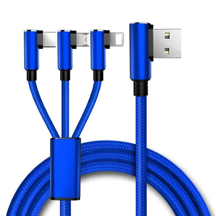High quality low price customized and durable 90 degree 3 in 1 USB micro type C fast charging mobile phone