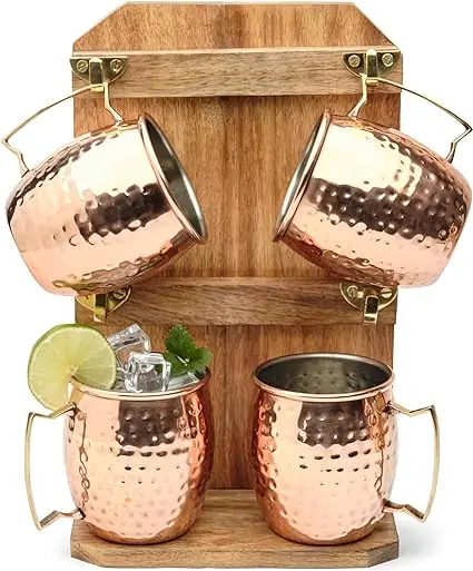 Copper Mug Pure Copper Cup Handmade with a painted hammered surface smooth round lips ergonomic handle with solid grip