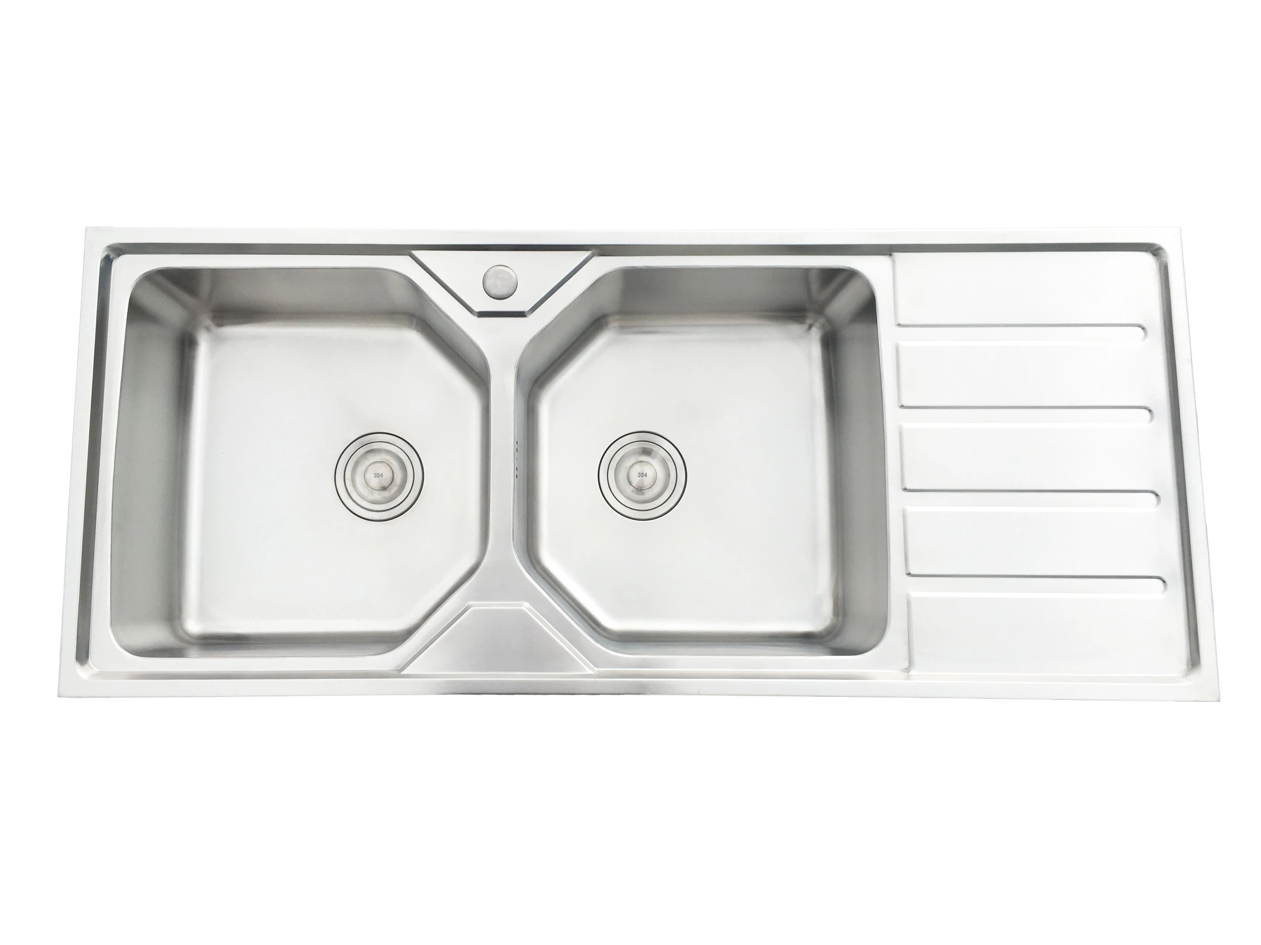Double Bowl Kitchen Sink with Drainboard - 12050