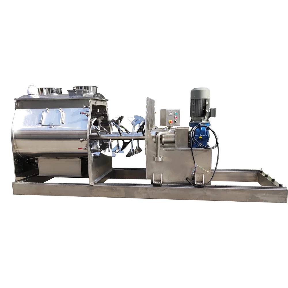 Heavy Duty Pulling Type Paddle Mixer Machine / Non-gravity Open-door Mixer