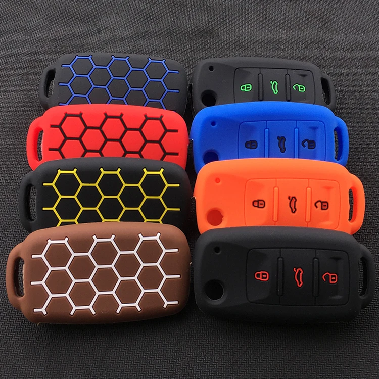 Silicone Key Fob Protector Girl Car Key Case Full Protection 3 Button Smart Keys Cute Shell Holder For Volkswagen Golf GTI R32