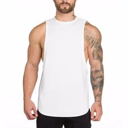 High Quality White Quick Fit Stringer Tank Top Bodybuilding Running Gym Mens Tank Top