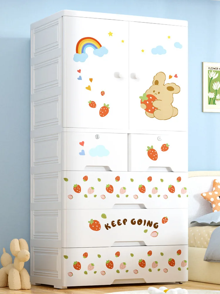 multiple Layer 70cm width Toys Kids Children Plastic Drawers Cabinet Organizers  Wardrobe Stackable Cabinet Chest