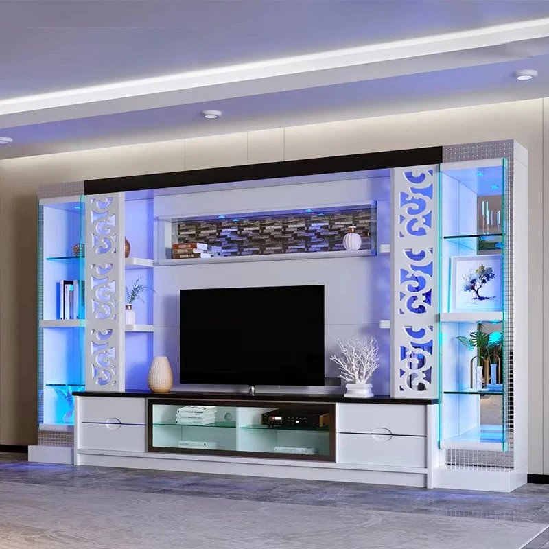 Modern Design White Wood Tv Stand Storage Display Wall Cabinet Home Furniture Luxury Led Wooden Living Room Tv Cabinet