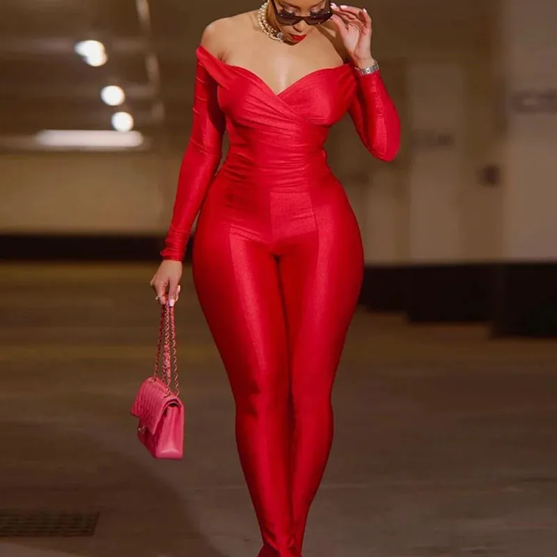 Elegant Women Tracksuit 2 Piece Set Skinny Cross Slash Neck Crop Tops+Leggings Stretch Matching Streetwear Outfits