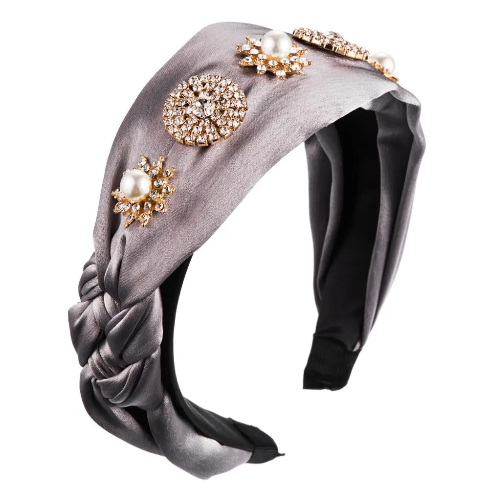 
Dvacaman Custom Hair Accessories Pearl Crystal Cloth Fabric Cross-knit Weave High-end Hair Bands Headband for Women Party 