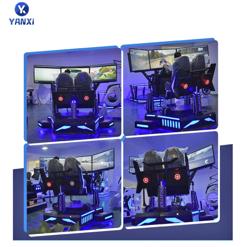 Indoor Amusement VR Games Virtual Reality Three-screen 6 dof Racing Car Equipment Six-Axle 9D Kids Vr Game Driving Machine