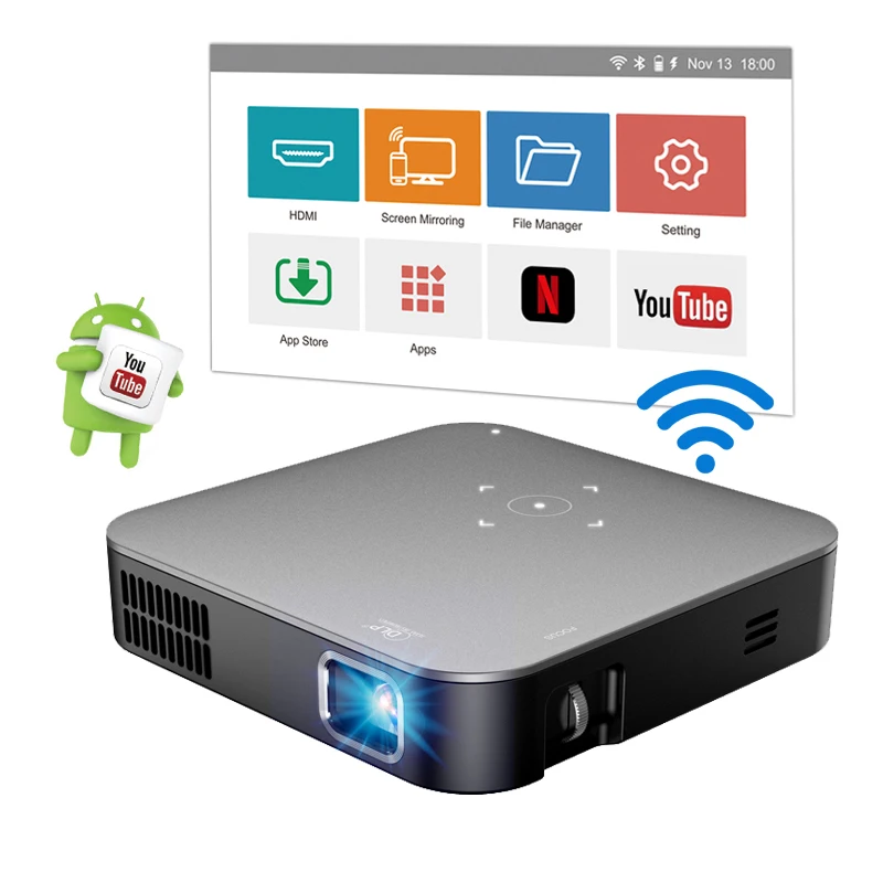 {Лидер продаж Amazon} S200 портативный проектор Android 7 1 OS беспроводной для смартфона DLP светодиодный домашний кинотеатр