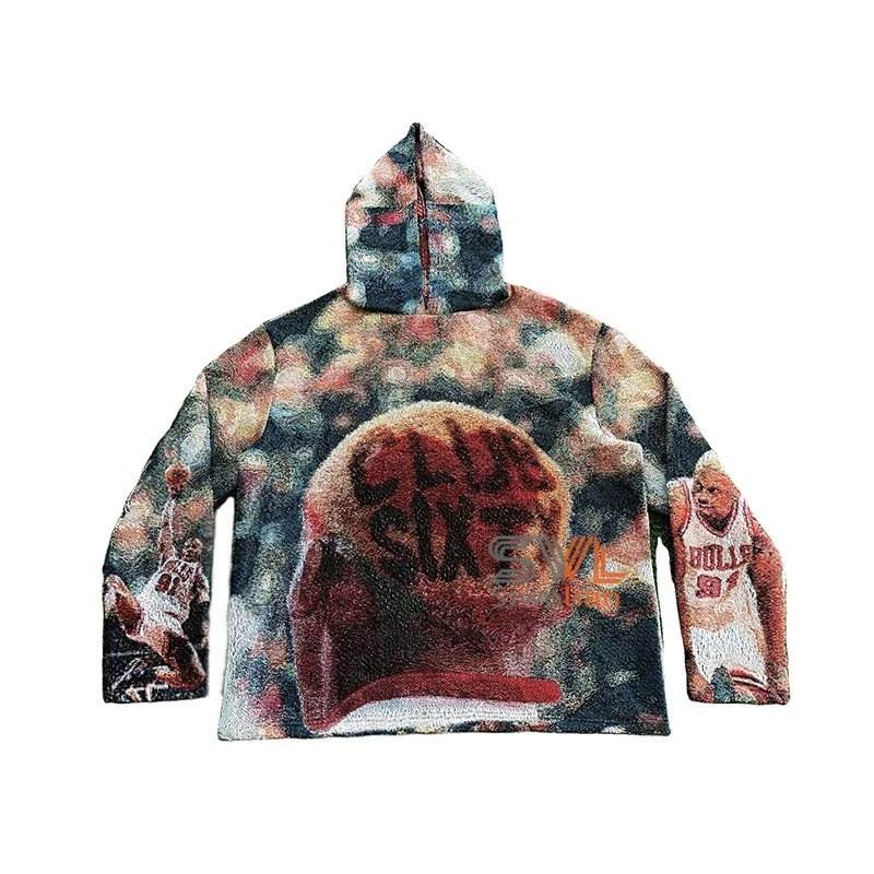 Anime design Thick Heavy Hoodie Custom Mens Vintage Tapestry hoodie Jacquard Woven shirt custom Tapestry hoodie