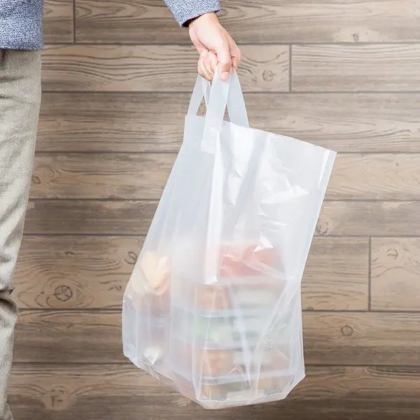 Ldpe Hdpe 100% биоразлагаемый мешок для одежды пластиковые pe биоразлагаемые продуктовые пакеты с мягкой петлей покупок ручками