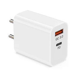 India market wholesale Dual port PD20W charger with QC 3.0 quick charging port for phone 14/13/12/11Pro/Pro Max/galaxy/note
