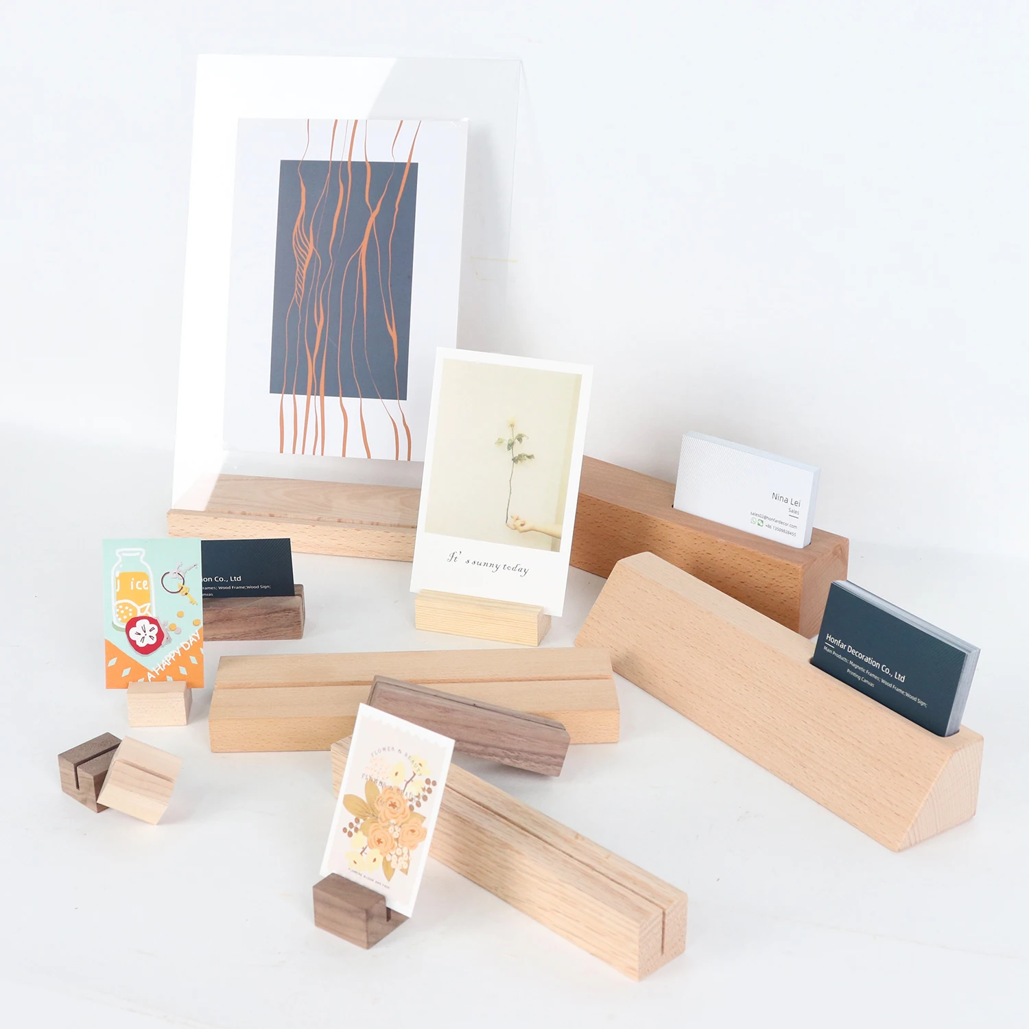 Wooden card stand holder photo picture display stand wood table menu holder for retail shop wedding dinner