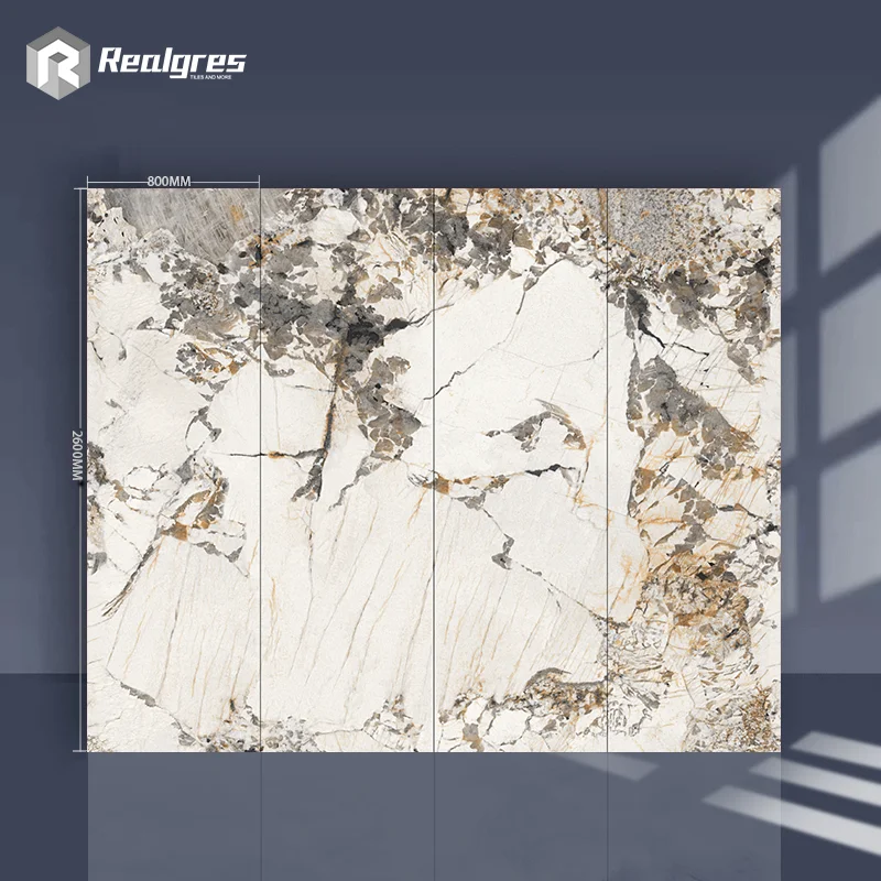 Realgres Foshan Luxurious Pandora Sintered Stone Marble Look Porcelain Slab Polished Tile For Interior Wall