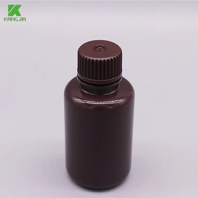 Коричневые лабораторные бутылки с узким горлышком HDPE 60 мл круглые
