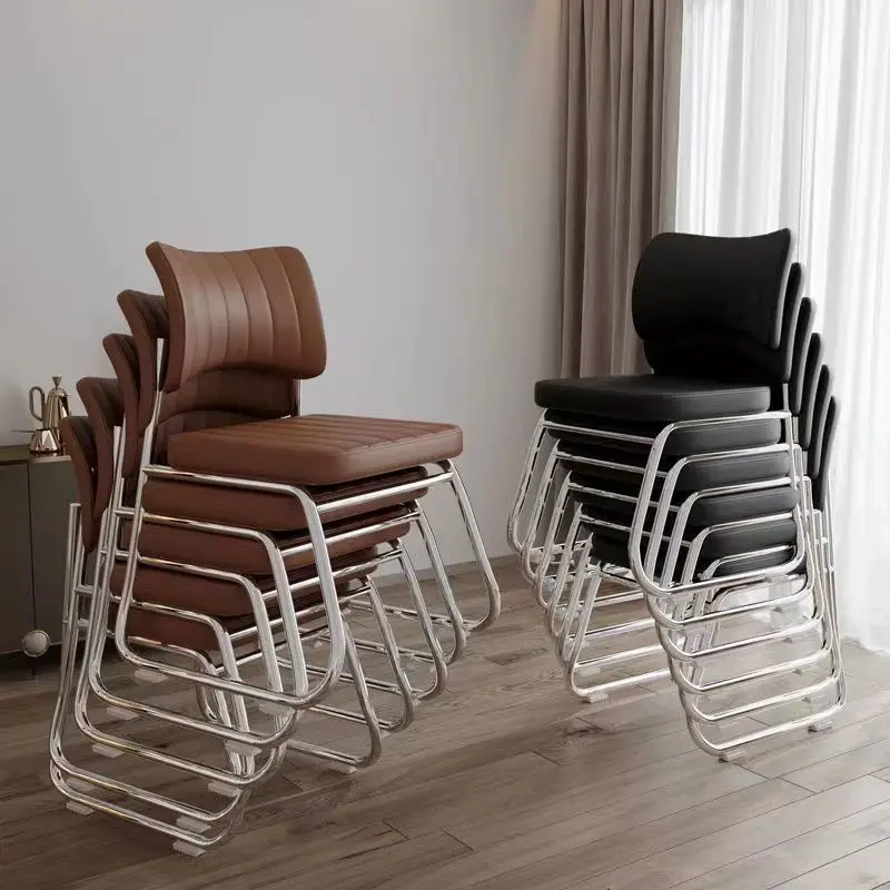 Large Leather Rest Armchair Office Meeting Room Boss Chair Comfortable Seat Computer Steel Metal Frame Chair