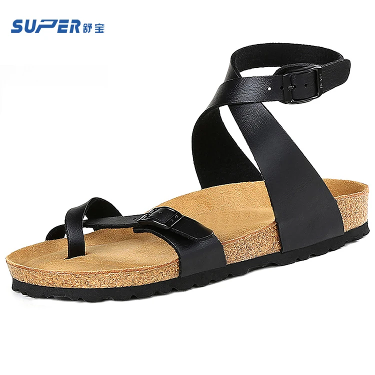 High Quality Arch Support Cork Leather Sandals For Women And Ladies