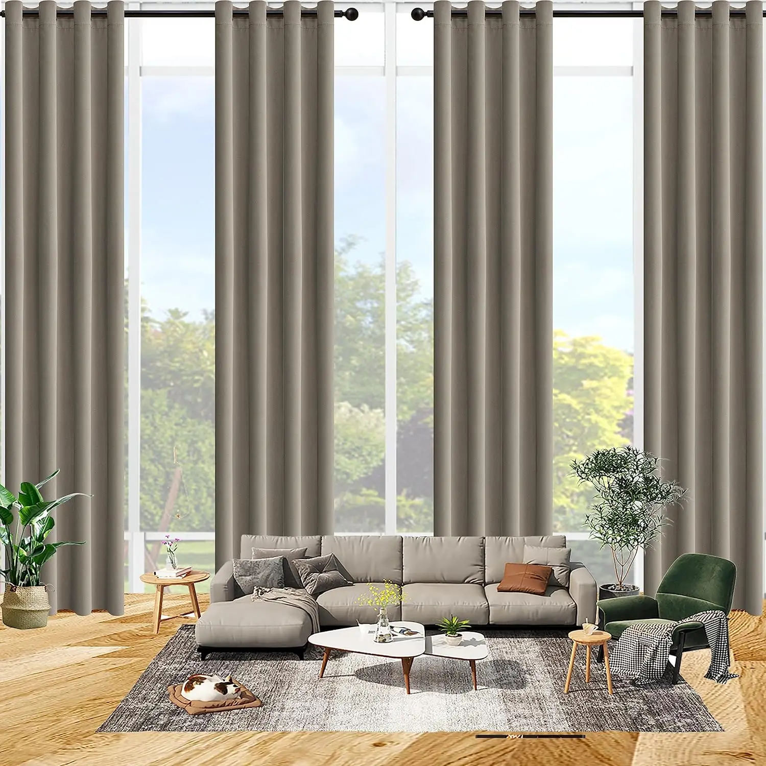 Extra Long Curtains High Ceiling Drapes for Living Room, Tall Custom Made Blackout Bedroom Loft Theater 1 Panel Grey