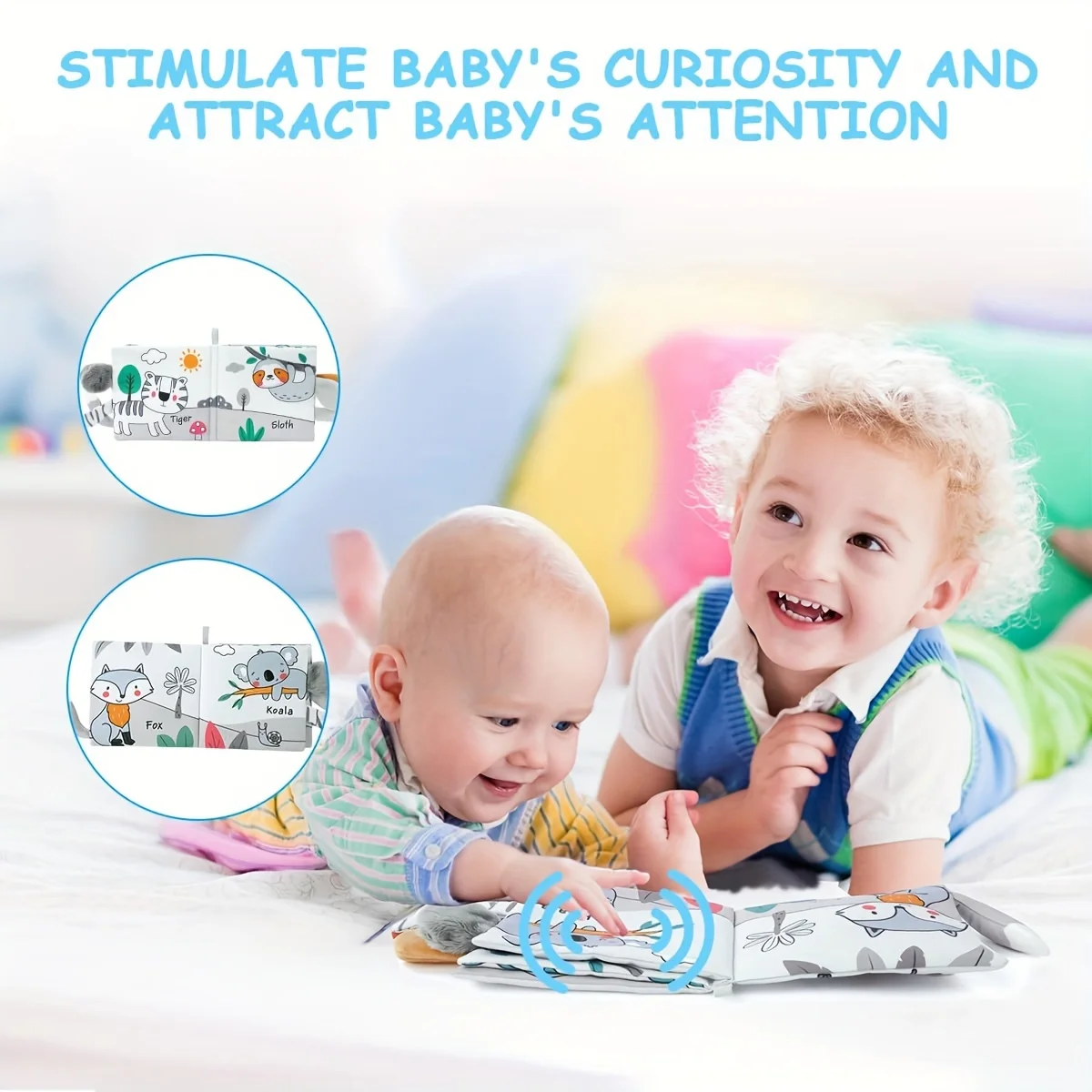Cloth book early education baby can not be torn and chewed 3D tail 8 months baby cognitive animal educational toys