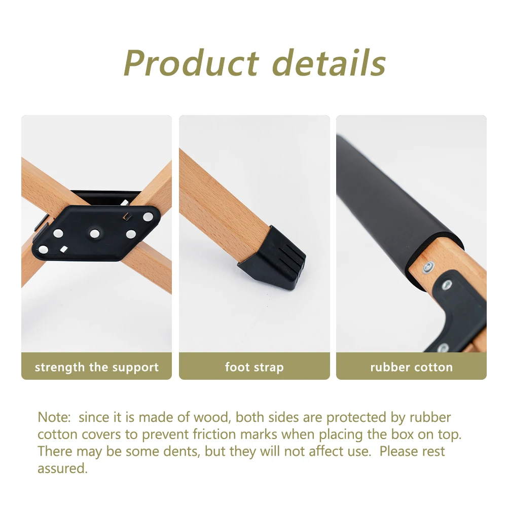 Popular Outdoor Wooden Ice Bucket Rack Storage Foldable and Portable Solid Wood frame for Camping