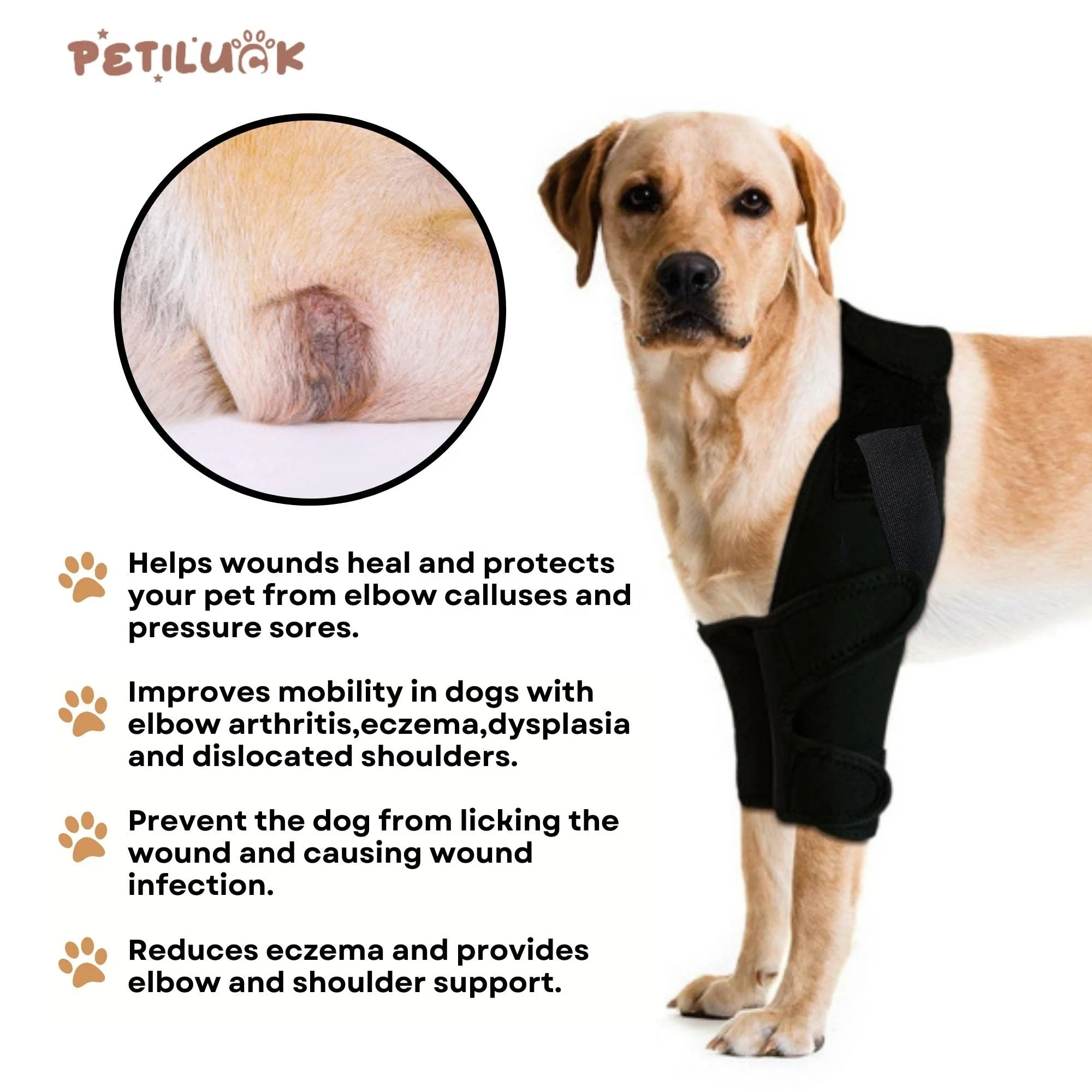 Dog Elbow Brace Protector Pads for Canine Elbow and Shoulder Front Leg Support for Dysplasia, Hygroma Osteoarthritis elbow brace