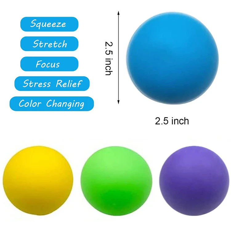 Color Changing Pu soft sensory flour filled stress autism reliever ball squeeze anti fidget squishy stress relief ball toy