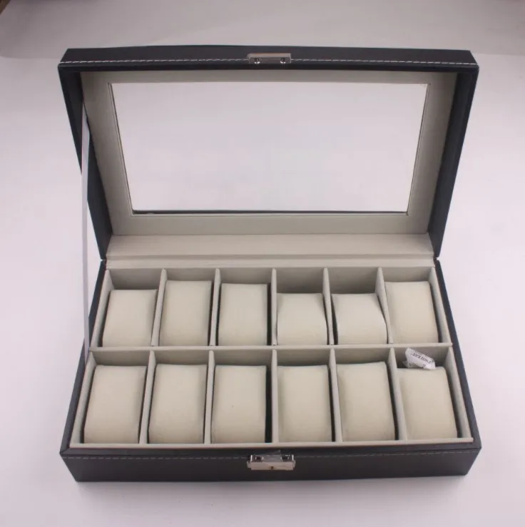High quality 12 slots watch storage leather watch box