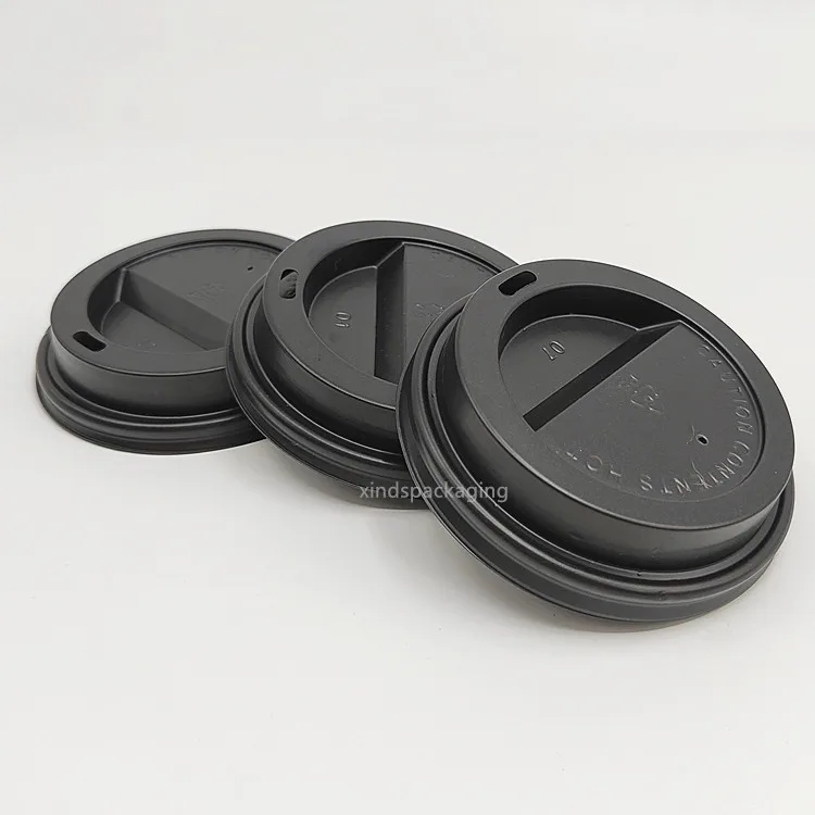 Plastic lid cover for coffee paper cup disposable black cover for hot drinks cup
