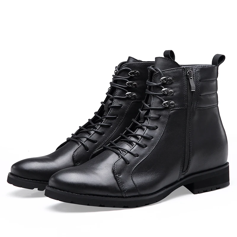 Factory wholesale Elevator shoes for men height increasing shoes winter boots for men Lace-Up Side Zip Snow Boots