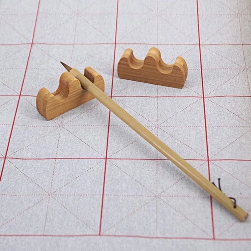 Classic Chinese Writing Brush Rest Stand Wooden Calligraphy Brush Holder for Beginning Calligraphy Practice Painting