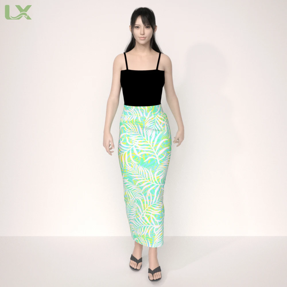 polynesia tropical print dress ladies skirts long tribe print style