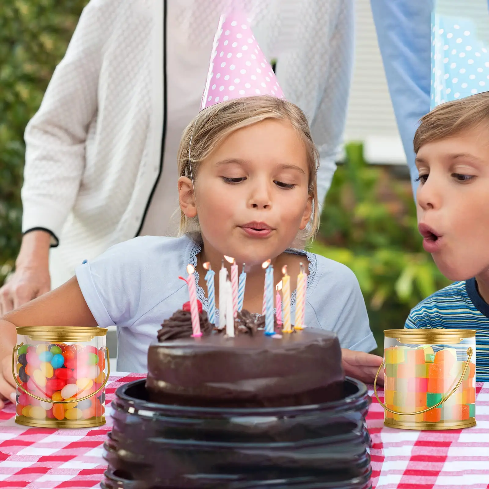 Custom Paint Tin Cans Clear Plastic PET Empty Mini Tin Bucket with Lids For Art Crafts Candy DIY Packing