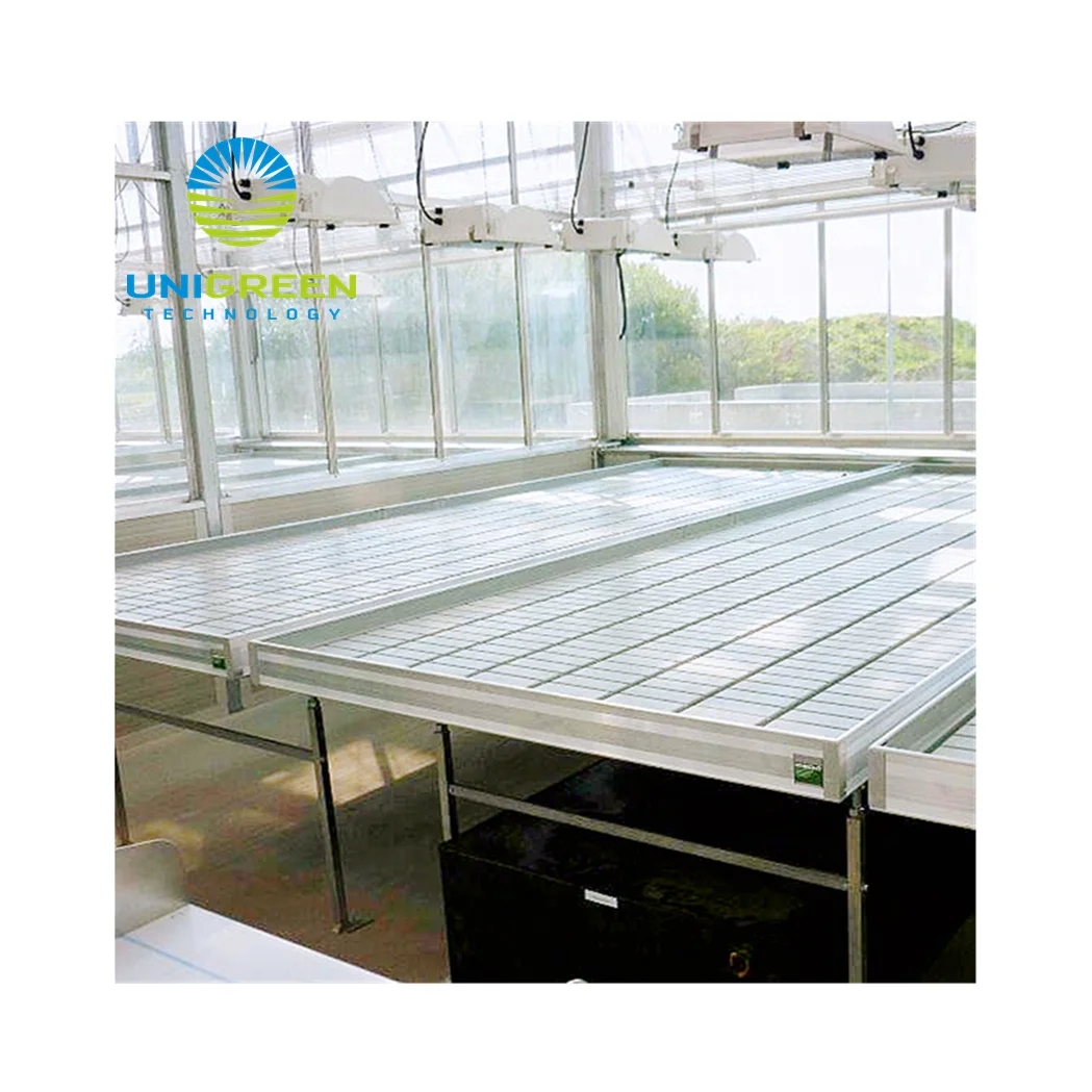 New Customized Agricultural Greenhouse Aluminum Alloy EBB And Movable Flood Rolling Bench With Trays