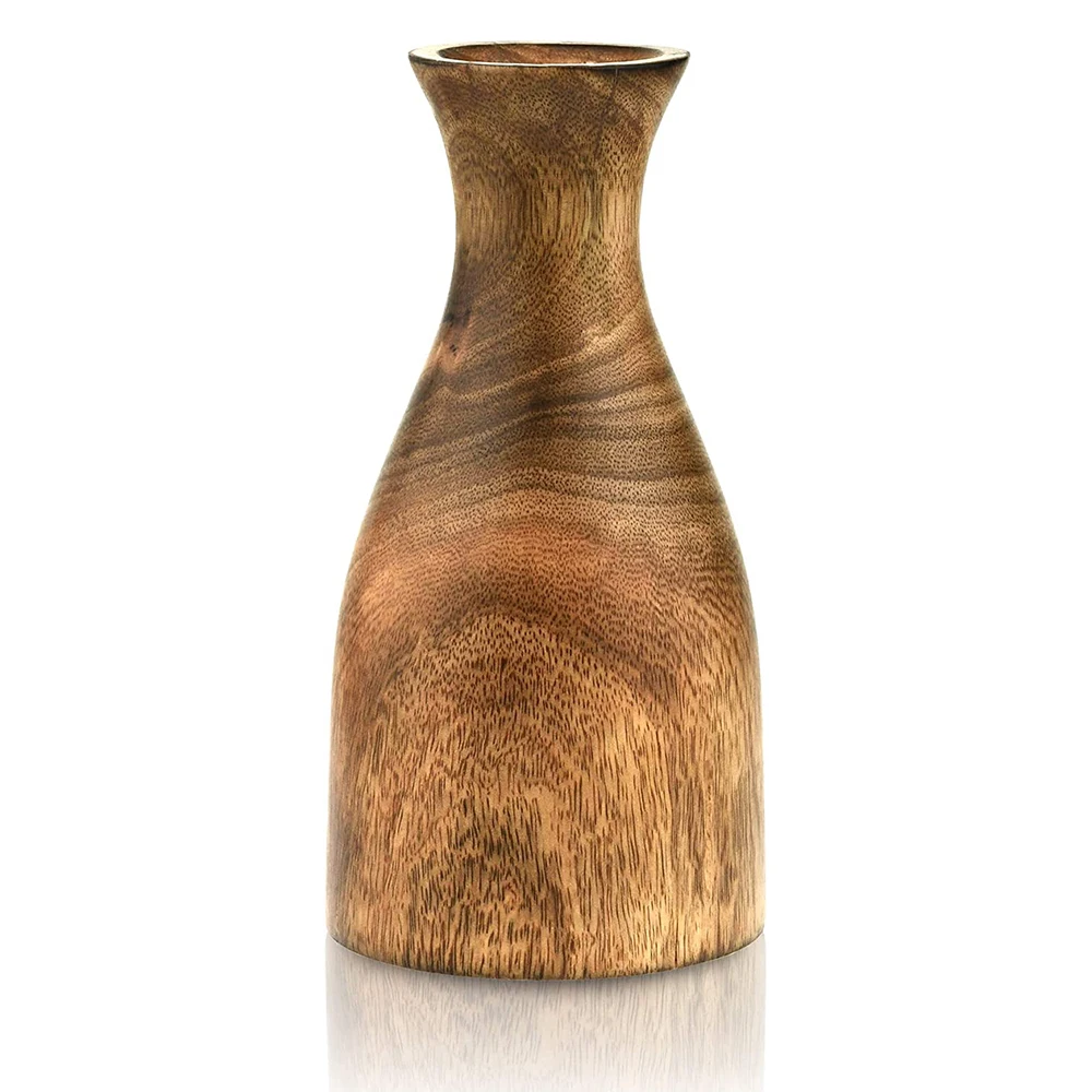 Mango Wood Vase Desk Decor Farmhouse Slim Wooden Flower Vase For Home