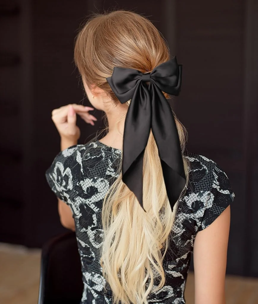 New Design Silky Satin Bow Hair Clips Long Tail Bows Clip for Girls Women Large Solid Hair Bows Hairpin