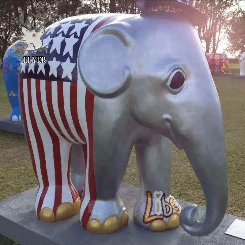 Outdoor Garden Decoration Fiberglass Animal Statue Resin Elephant Sculpture
