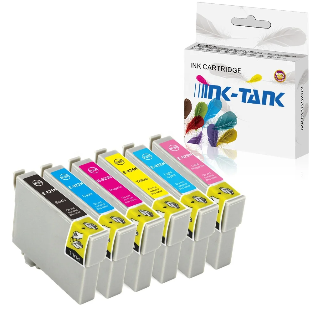 INK-TANK T0821N T0822N T0823N T0824N T0825N T0826N Premium Color Compatible Inkjet Ink Cartridge for Epson Stylus TX700W TX800FW