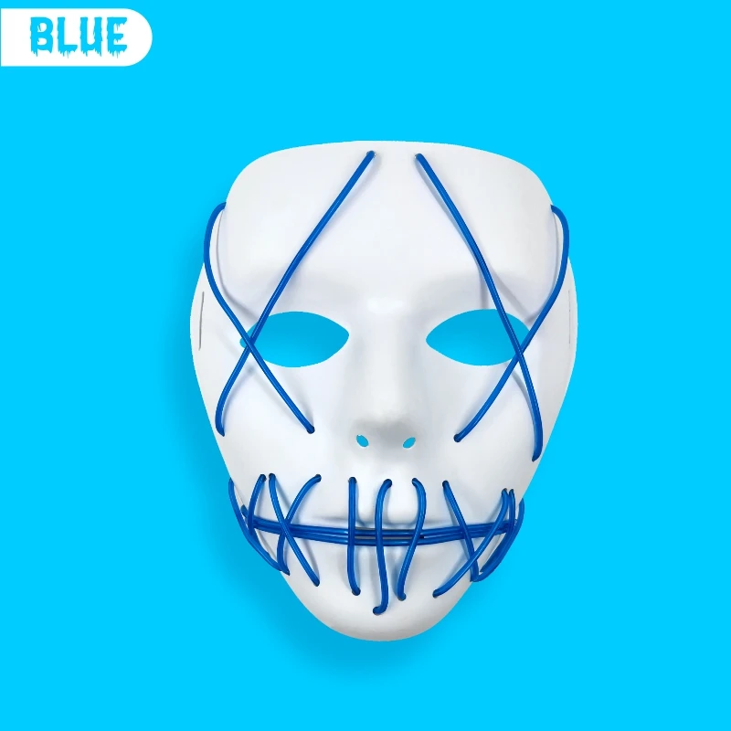 El Light Up Led Mask Colorful Dark Light Up Mask Costume Halloween Cosplay Costume Party Led El Wire Glowing Face Mask